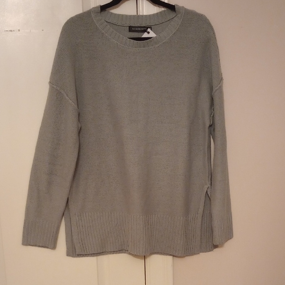 Merokeety Light Mint/Teal Crew Neck Sweater